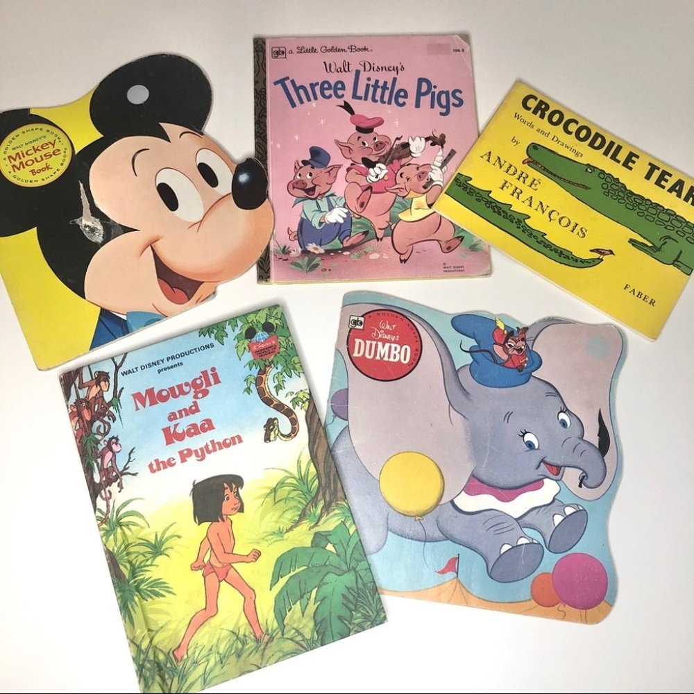 Vintage Walt Disney Children's Picture Books Collection Bundle Mickey Dumbo